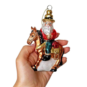 Nouveaux produits : Ornements <span class=keywords><strong>de</strong></span> Noël en verre soufflé sur <span class=keywords><strong>le</strong></span> thème du Père Noël, Décoration <span class=keywords><strong>de</strong></span> style ferme équine vintage pour les fêtes, Écologique - Product Image 5