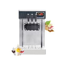 Machine à crème glacée commerciale en acier inoxydable, électrique, pour yaourt glacé, sur pied, 3+2 saveurs, machine à crème glacée molle