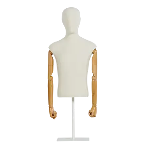 wholesales mannequin torso wooden arm mannequin torso stand half body fabric mannequin male dress form dummy