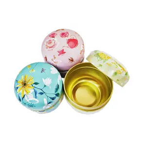 Eco Friendly Black Tea Tins Candy Custom Round Metal Tea Packaging Tin Can Box Container Portable Mini Tin Cans Canister