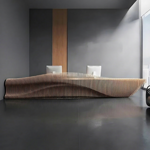 Mostrador de Recepción Moderno de Madera Sólida para Uso en Centros Comerciales y Hoteles, Personalizable, Ajustable, OEM/ODM Disponible, para Oficinas Comerciales - Product Image 1