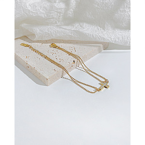 Gold Plated Double Layer <strong>Bead</strong> Chain Religious Cross Stainless Steel <strong>Bracelet</strong> for Men - Product Image 5
