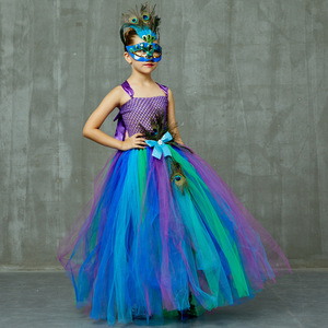 Robe de princesse elfe bleue et violette HP Cosplay, jupe mignonne pour fête de Purim, robe longue pour enfants, pour filles - Product Image 3