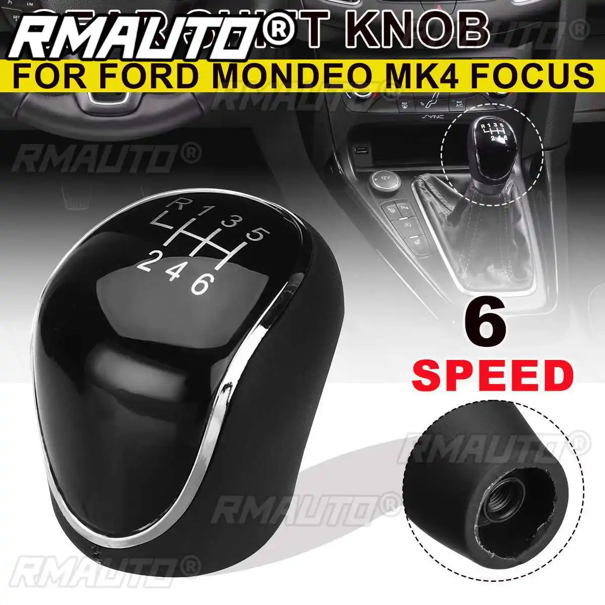 Gear Shift Knob Leather Headball OE 1798600 For Ford C-Max Focus Mk2 Mk3 Grand C-Max Galaxy Kuga Transit Connect Custom S-Max