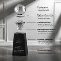 Trophée en cristal transparent avec impression UV, design portable et fonction de gravure, base noire MH-LJ0687