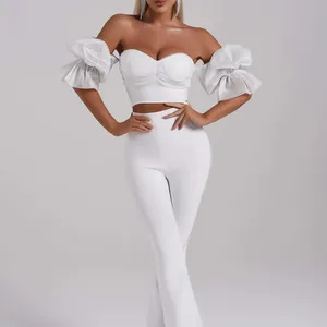 Bella Barnett vestito da donna bianco Boutique Bodycon Top e 2 due pezzi Set di pantaloni donna abbigliamento all'ingrosso