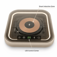 Table de chevet intelligente avec station de charge sans fil, haut-parleur Bluetooth, lumière LED, 2 tiroirs, table de chevet pour chambre moderne