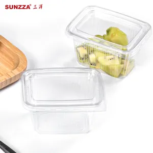 Sunzza डिस्पोजेबल पीईटी Tableware मिठाई फल Takeout उपकरण आयत प्लास्टिक स्पष्ट ढक्कन के साथ होटल स्नैक बार केक खाद्य कंटेनर