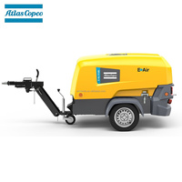 Compresseur d'air diesel Atlas Copco monté sur remorque, 7 bars, portable, pour marteau-piqueur - Offre Spéciale