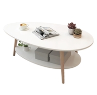 Table basse ovale minimaliste en bois à double couche, style scandinave du milieu du siècle, personnalisée, pour salon