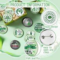 Épingles à bouton de sensibilisation à la santé mentale, ruban vert, badges ronds, broche de sensibilisation à la santé mentale, mois de la santé mentale