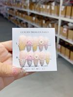 Ongles press-on à motif de fruits 3D - Faux ongles colorés, design pastèque et fraise, forme amande, pointes courtes, style français
