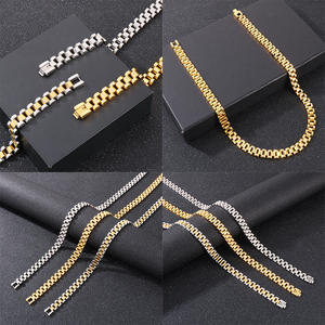 新着トレンド18KゴールドメッキHipHopStyleチョーカーVacuum-coated10mmステンレス鋼ウォッチストラップFanshionChains男性用 - Product Image 2