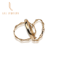 Bague en or véritable K Trendy Simple Triple Couche Multicouche Jaune 14K 18K pour hommes et femmes Couples