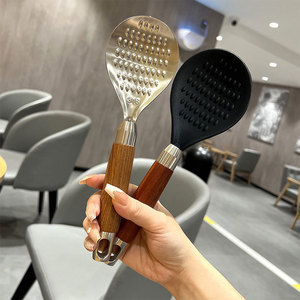 316L Stainless Steel Rosewood Rice Spoon 2 Pc Set Non Stick Serving Spoon For Rice Noodles - Product Image 1