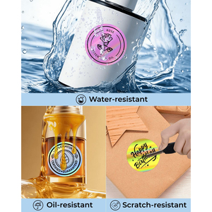 Etiquetas Adhesivas Holográficas Circulares en Dorado, Rosa, Morado, Azul y Verde, Rollo de <span class=keywords><strong>Pegatinas</strong></span> Redondas con Brillo Holográfico Térmico para Impresora - Product Image 2
