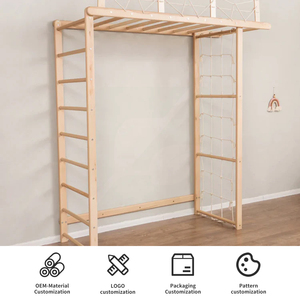 บันไดปีนป่ายรูปสามเหลี่ยมแบบสวีเดนสำหรับเด็กเล็กติดผนังห้องเด็ก - Product Image 4