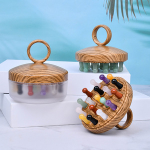 Peine de masaje de cuero cabelludo de alta calidad, masajeador de desbloqueo de meridianos, base de ABS, peine Guasha para <span class=keywords><strong>uñas</strong></span> de dientes de Jade - Product Image 3