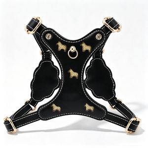 Customized Elegant and Luxury Soft Leather DLY Dog <b>Harness</b> with Cute Buckle and Leash Set Luxury Pet Chest Accessories - Product Image 5