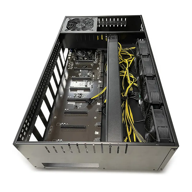 GPU 3070 3080 3090 תמיכה 65mm מרווח 8gpu מסגרת עם כוח אספקת סט מלא עם 8 RX 580 8gb עבור מחשב שולחני