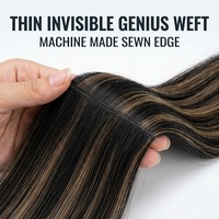 Extensions de cheveux Genius Weft, cheveux humains, double épaisseur, fines, invisibles, 100% vierges Remy, cuticules alignées, sans perte, 10-30 pouces