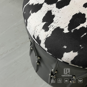 Multi Scene Use of Fashion Designed Round Black White Fabric <b>Stool</b> Chair Size Foshan <b>Stools</b> & <b>Ottomans</b> Black <b>Stool</b> - Product Image 4