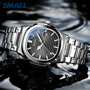 SMAEL D8060 นาฬิกาควอทซ์สแตนเลสสำหรับผู้ชายหน้าปัดสีดำตัวเลขโรมันแสดงวันที่นาฬิกาธุรกิจแบบอะนาล็อก 42 มม. ตัวเรือนทรงกลม - Product Image 4