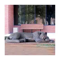 Benutzerdefinierte Metall Leopard Skulptur Leben Größe Bronze Messing Liegen Panther Statue Für Außen Dekoration