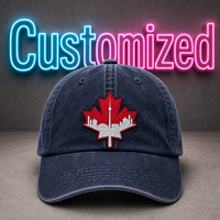 Gorra de Béisbol Vintage de Algodón Lavado con Bordado Personalizado del Logotipo de la Ciudad de Maple Leaf, Canadá, al por Mayor OEM