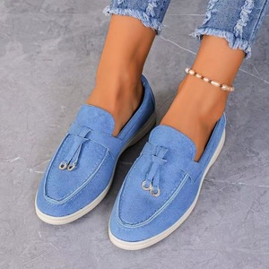 Nouveaux Mocassins Bleus <span class=keywords><strong>Femme</strong></span> Style Européen Américain Automne 2025 Chaussures Plates Décontractées et Sportives Grandes Tailles Fermeture Facile à Enfiler pour l'Été - Product Image 2