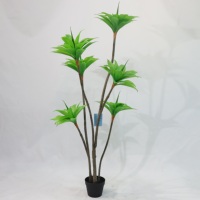 Plante artificielle réaliste à têtes multiples, type Nénuphar, en pot, fausse plante tropicale sur pied, feuillage en pot noir, style bonsaï