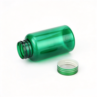 Bouteille PET verte de 200 cc avec bouchon décoratif, flacon à large ouverture pour complément alimentaire, granulés à base de plantes, emballage de produits nutraceutiques solides