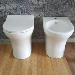 Conjunto de <span class=keywords><strong>inodoro</strong></span> con bidé integrado, sin borde, de filomuro, para baño, con cisterna de pared, dorado. - Product Image 1
