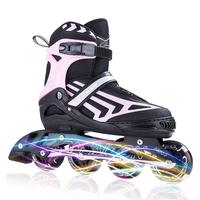 Patines De Ruedas clignotantes complètes pour les sports de plein air chaussures de patins à roues alignées de taille réglable pour enfants et adultes garçon fille
