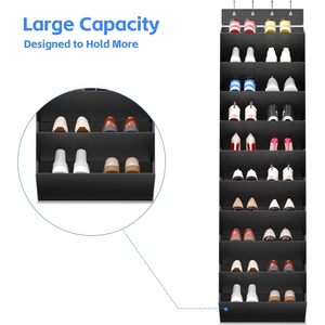 Over the Door <b>Shoe</b> Organizer Storage <b>Rack</b> with 10 Tiers, Deep Pockets <b>Hanging</b> <b>Shoe</b> <b>Rack</b> for Door, Fit 20 Pairs <b>Shoes</b> Black Plast - Product Image 4