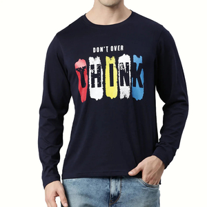 เสื้อยืดแขนยาวผู้ชายผ้าฝ้าย 100% พิมพ์ลายกราฟิก ระบายอากาศได้ดี แห้งเร็ว เหมาะสำหรับวิ่งและสวมใส่ลำลอง - Product Image 1