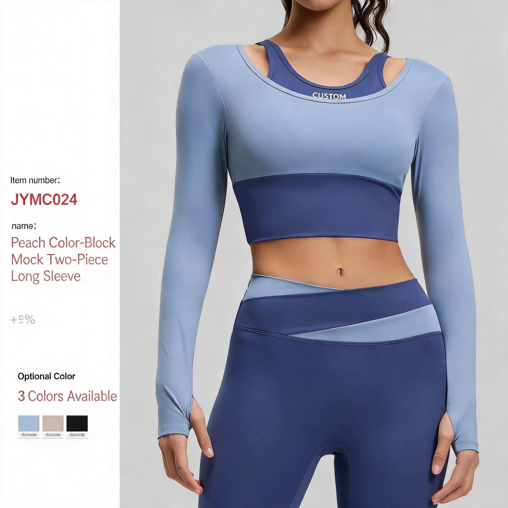 Custom Slim Fit Shockproof Color Block Fake Two Piece Nylon Spandex Quick Dry Women Yoga Top with Bra for Gym Yoga Running