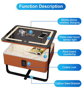 सॉलिड वुड स्मार्ट बेडसाइड टेबल सिंपल स्लेट वायरलेस चार्जिंग पासवर्ड लॉक छोटी लाइट लक्ज़री - Product Image 6