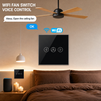 Sakelar Rumah Pintar Wifi Pengatur Kecepatan Kipas Panel Kaca Kristal Sentuh Timer Pemasok Grosir untuk Pengecer