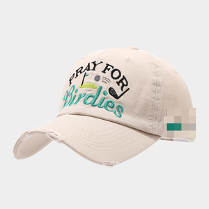 Nuovo Cappellino da Baseball 2026 con Ricamo 'Pray for Birdies', Bordo Sfrangiato e Strappato, Stile Vintage Lavato, Morbido e Casual - Product Image 6