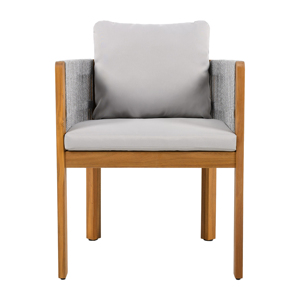 Modern Wood Outdoor <b>Dining</b> <b>Chairs</b> 2-Pack with Grey Rope Handles Washable Waterproof Cushions for Home Office - Product Image 4