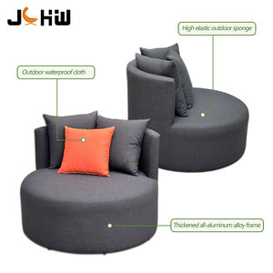 Divano da Giardino Moderno Rotondo in Tessuto Resistente ai Raggi UV con Cuscini Impermeabili e Confortevoli per Villa, Patio, Hotel e Giardino - Product Image 6