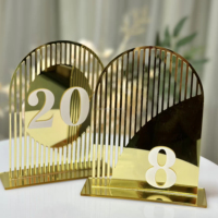 Ornements de mariage de haute qualité arc miroir acrylique Table numéro or blanc 3D or lettre arc Table numérique