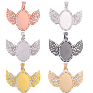 I vassoi pendenti con lunetta vuota con <span class=keywords><strong>ali</strong></span> d'angelo sublimano foto personalizzate con foto in bianco gioielli con collana di sublimazione - Product Image 6