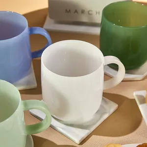 Renkli borosilikat cam kupalar el yapımı profilli sanat kahve fincanı Ins fincan hediye ev mutfak Cafe kahve ev Drinkware için