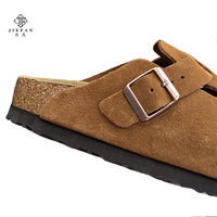 Chaussures confortables et douces en cuir suédé véritable, design personnalisé de haute qualité, style Bken Muller, pantoufles à semelle en liège