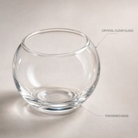 Vase en verre cristallin transparent, 10 tailles, 4,5-22 cm, ouverture large, base plate, pour porte-bougie, vase, terrarium, décoration de table