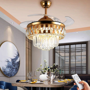 <span class=keywords><strong>Ventilador</strong></span> de techo de cristal de lujo nórdico de 42 pulgadas y 220V, lámpara de araña, fuente de luz LED 2025, Control remoto para decoración del hogar, sala de estar - Product Image 2