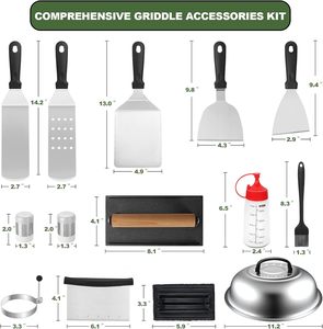 Kit de 16 Accesorios para Parrilla Plana, Juego de Espátulas de Acero Inoxidable con Tapa para Regar, para Asados al Aire Libre, Regalos - Product Image 2
