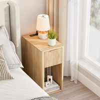 Venta Directa de Fábrica: Gabinete de Noche Estrecho de Madera Premium con Cajones Acanalados y Almacenamiento Abierto para Dormitorio y Hotel